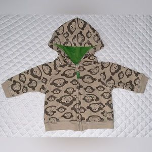 Carter’s Infant Boys Monkey Face Themed Cotton Jacket w/ Hood Size NB Newborn